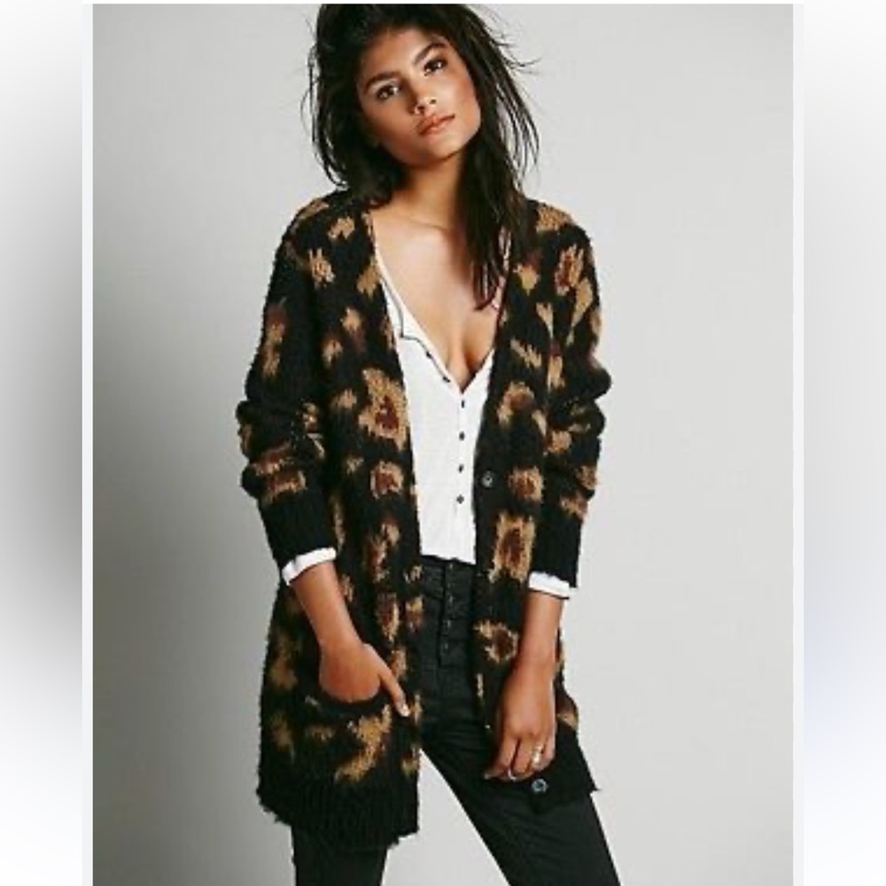 Free people leopard cardigan